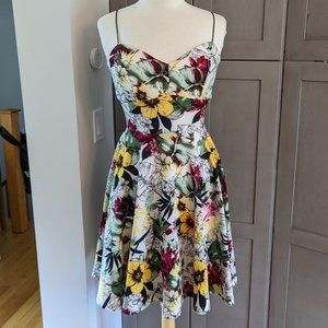 Stretchy Skater Midi Dress with Spaghetti Straps